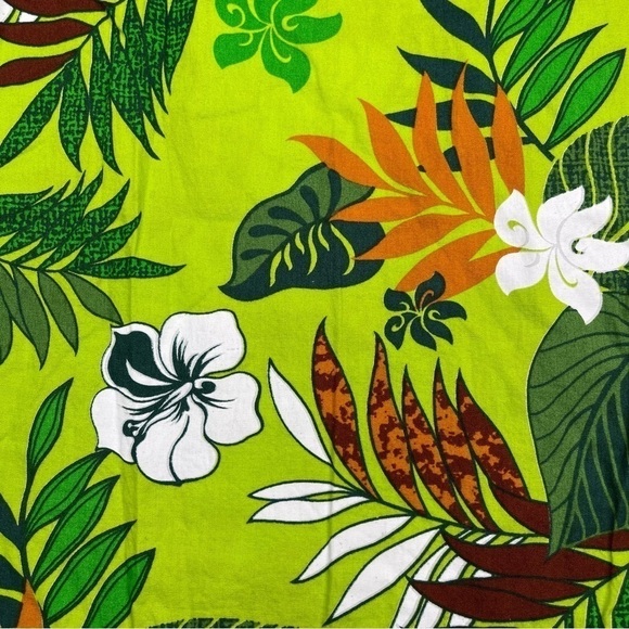 Vintage Aloha Shirt Hawaiian Button Green Beach Vacation Tropical Golf Fishing - Picture 7 of 12